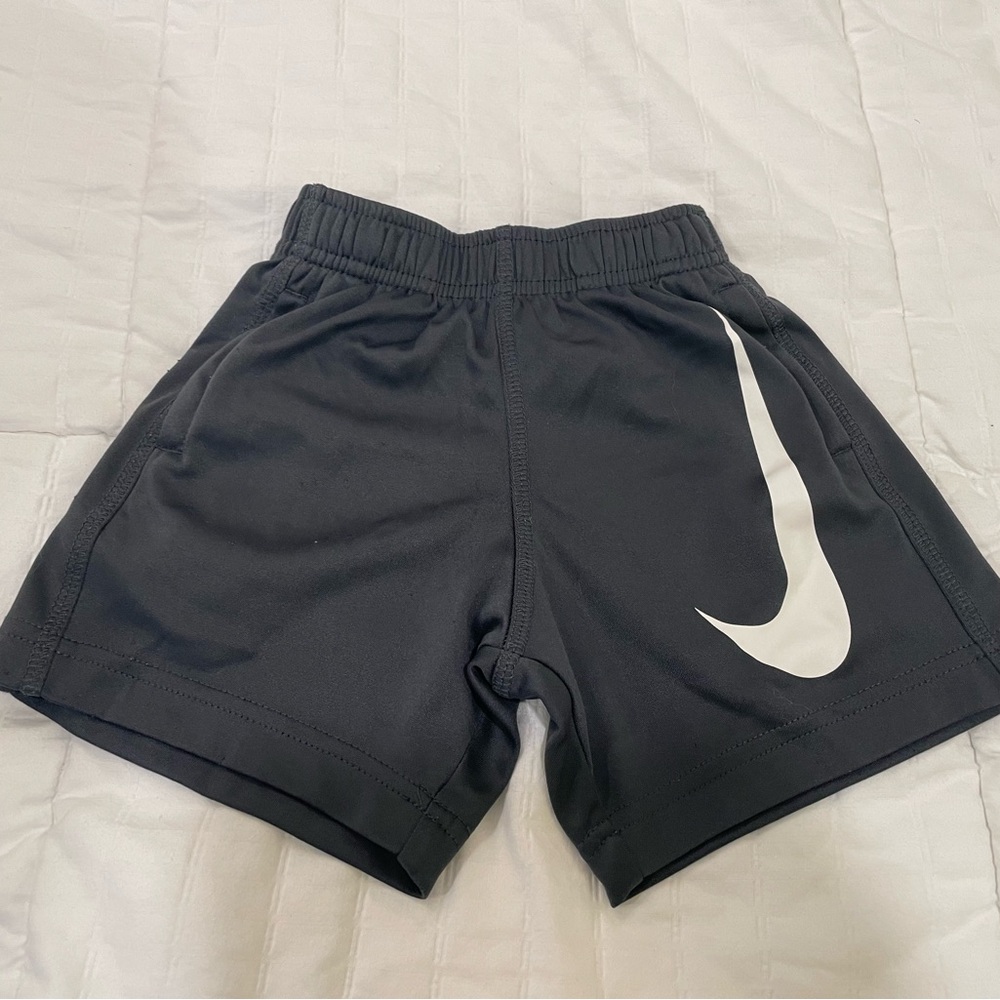 Nike Kids Charcoal Shorts with White Swoosh